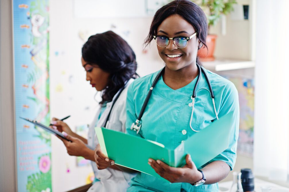 two african american pharmacist working drugstore hospital pharmacy african healthcare